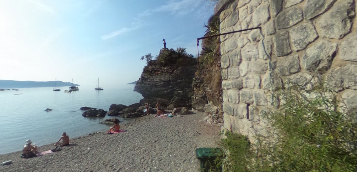 Wild beach before the rail tunnel in Herceg Novi